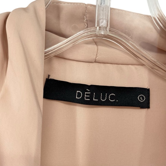 Deluc Wrap Front Tan Silky Sleeveless Blouse Top - Picture 4 of 8